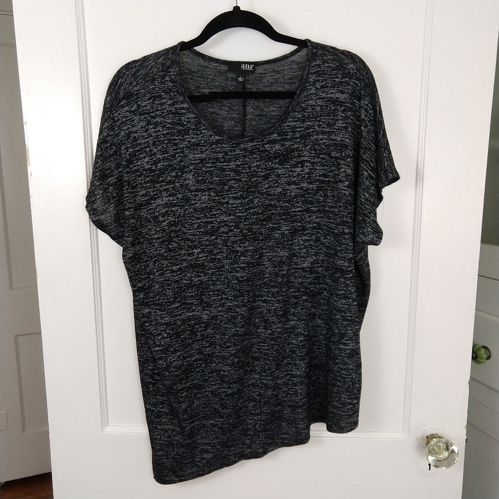 Charcoal Heather Blouse with Angled Bottom